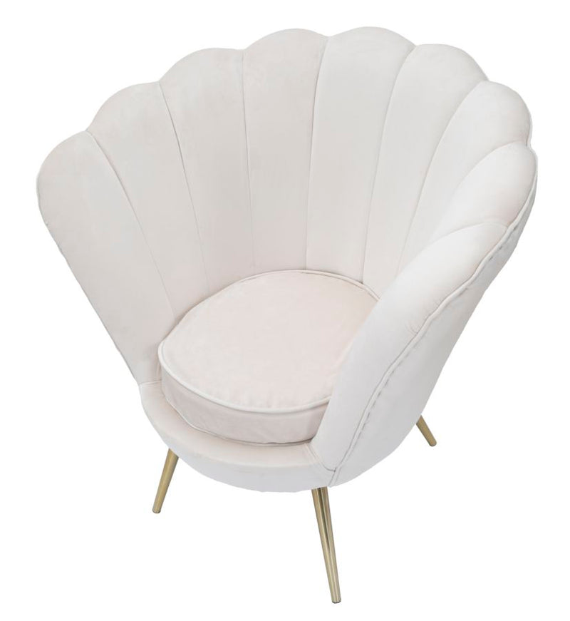 Poltrona Vienna Crema 85x76x88 cm Spugna e Tessuto e Metallo Bianco e Oro-5