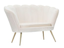 Divanetto Vienna Crema 130x74x84 cm Spugna e Tessuto e Metallo Bianco e Oro-1