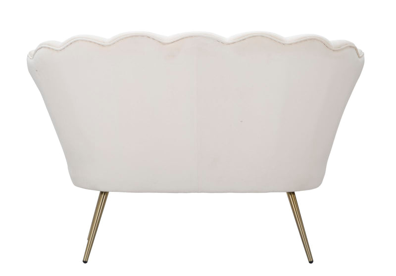 Divanetto Vienna Crema 130x74x84 cm Spugna e Tessuto e Metallo Bianco e Oro-4