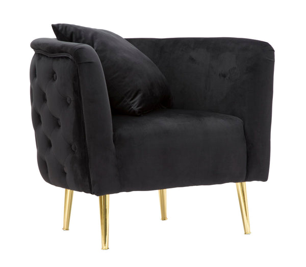 acquista Fauteuil Bucharest Noircm 76x74x71 cm Bois et Éponge et Tissu et Métal Noir