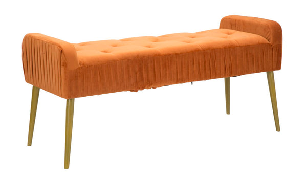 Banc Lady Rouille 120x45x55 cm en Bois Éponge Métal et Polyester Rouille et Doré sconto