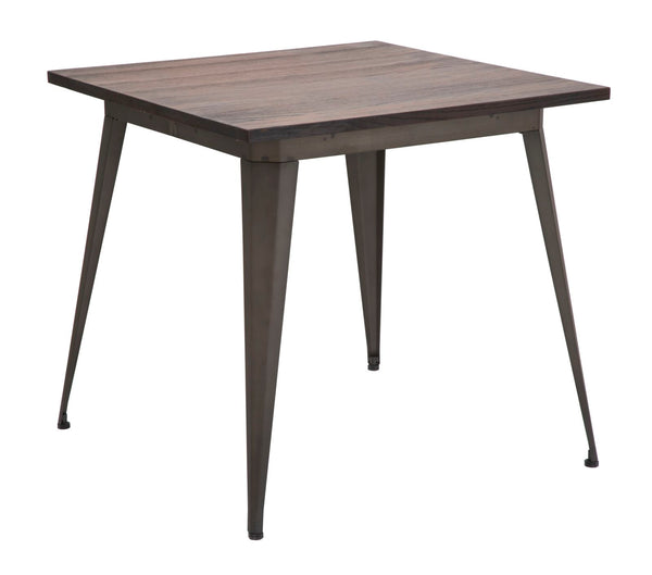 acquista Table Industrielle Carrée 80x80x75 cm Bois d'Orme et Fer Marron