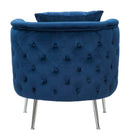 Poltrona Bucarest Blu Elettrico 76x74x73 cm in Playwood Spugna Tessuto e Metallo Blue e Oro-2