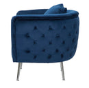 Poltrona Bucarest Blu Elettrico 76x74x73 cm in Playwood Spugna Tessuto e Metallo Blue e Oro-3