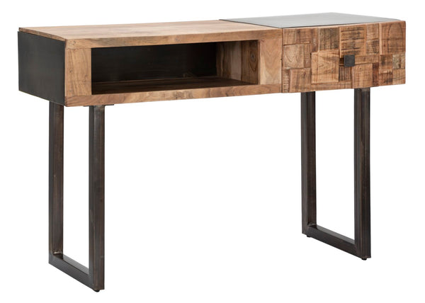 Console Mumbai 118x40x76 cm en bois d'acacia et fer marron et noir sconto