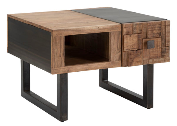 Table basse carrée Mumbai 60x60x43 cm en bois d'acacia et fer marron et noir prezzo