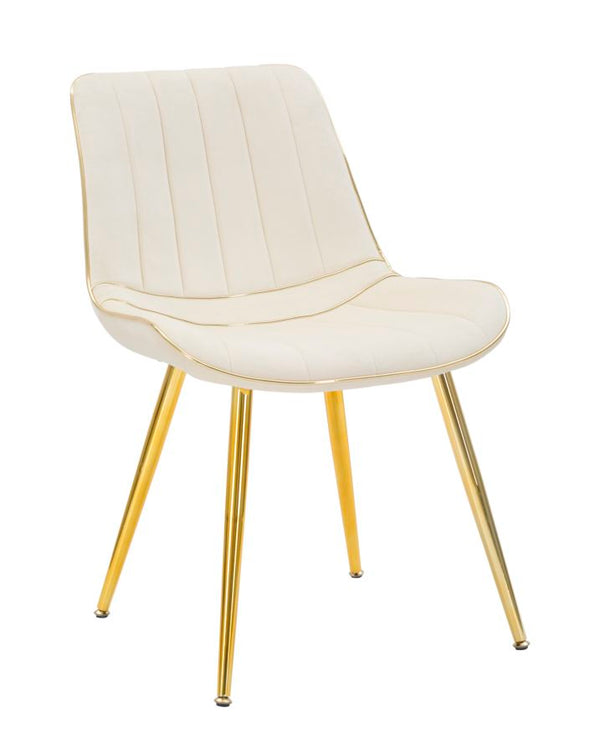 online Lot de 2 Chaises Rembourrées 51x59x79 cm en Polyester Paris Crème et Or