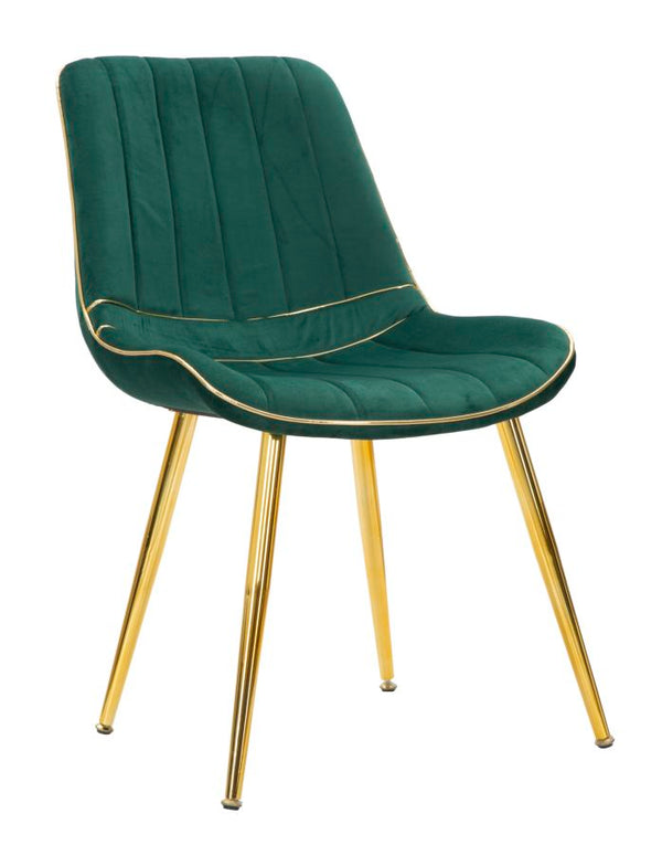 online Lot de 2 Chaises Rembourrées 51x59x79 cm en Polyester Vert et Or Paris