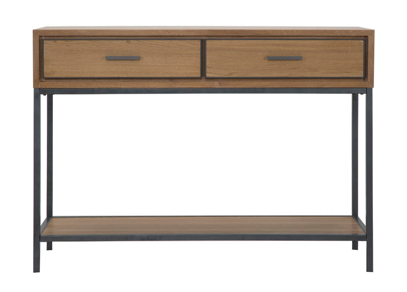 Console Malé 110x40x80 cm Legno di Abete e Impiallacciatura di frassino e MDF e in Ferro Marrone e Grigio-2