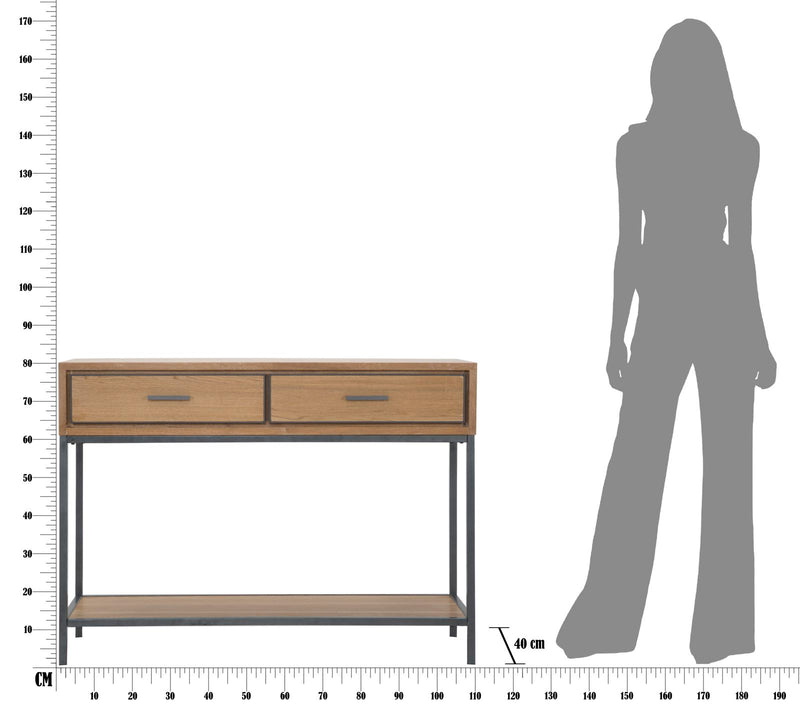 Console Malé 110x40x80 cm Legno di Abete e Impiallacciatura di frassino e MDF e in Ferro Marrone e Grigio-9