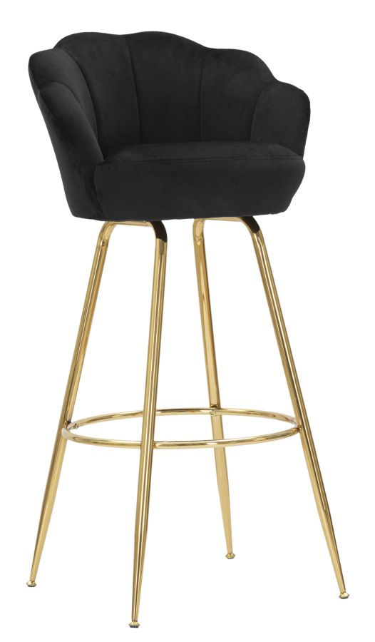 Tabouret de Bar Vienna Noir 55x53x110 cm Éponge et Tissu et Métal Noir et Doré prezzo