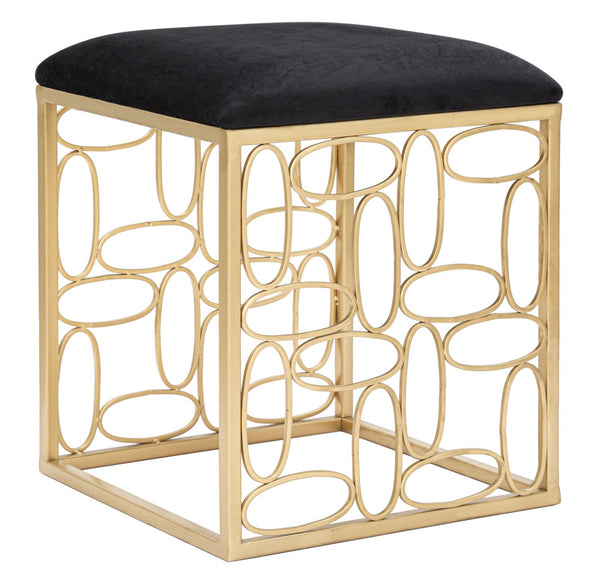 Tabouret Bubbles 38x38x46 cm en Fer et Éponge et Tissu Doré et Noir online