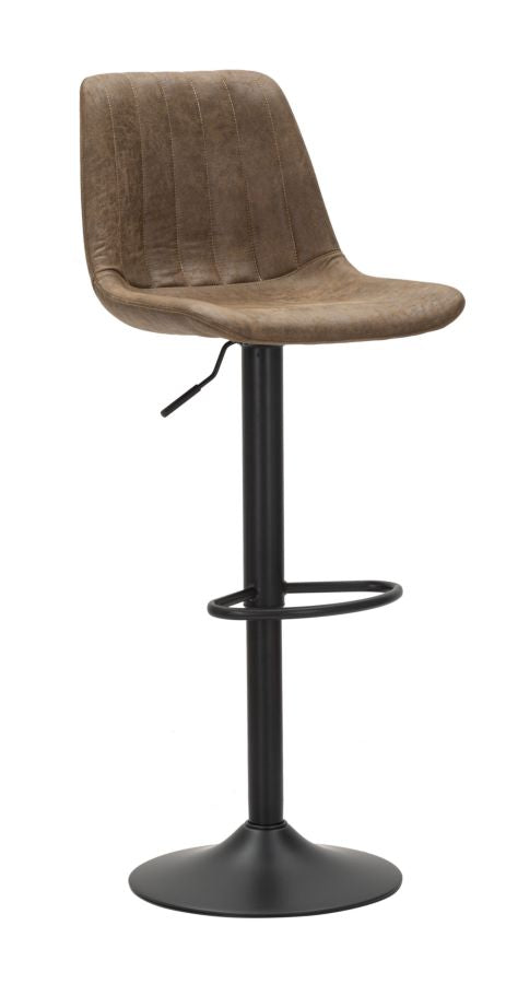 online Tabouret Berlin 43x43x90-112 Hauteur d'assise 60-84 cm en Fer et Éponge et PU Marron et Gris