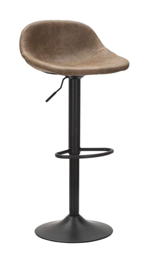 online Tabouret Berlin 46x40x80-102 Hauteur d'assise 61-82 cm en Fer et Éponge et PU Marron et Gris