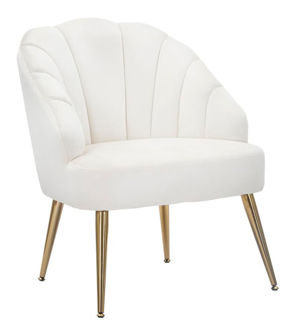 online Fauteuil Coque Crème 65x69x84 cm en Bois Éponge Polyester Crème et Doré et Acier