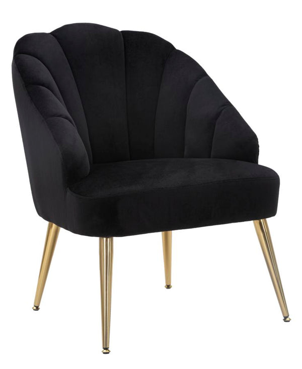 Fauteuil Coque Noir 65x69x84 cm en Bois Éponge Polyester et Acier Noir et Doré online