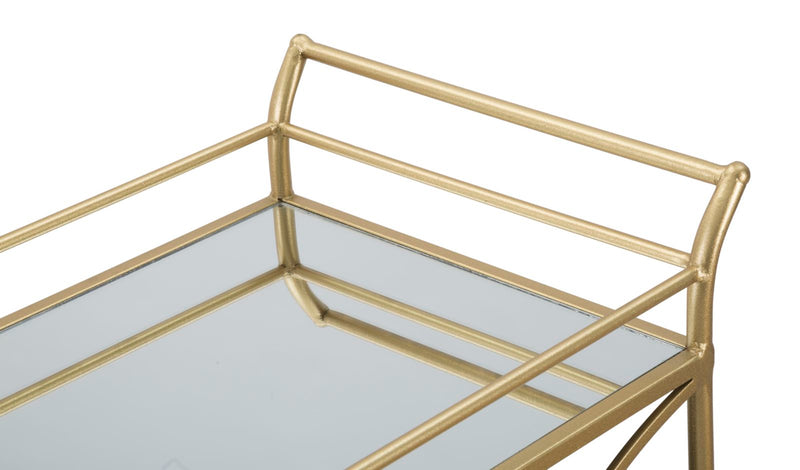 Carrello Infinity 80x40x80 cm in Ferro MDF e Specchio Oro-6