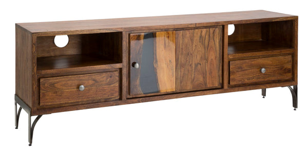 online Meuble TV Mustang 175x40x60 cm en bois d'acacia et fer marron et gris