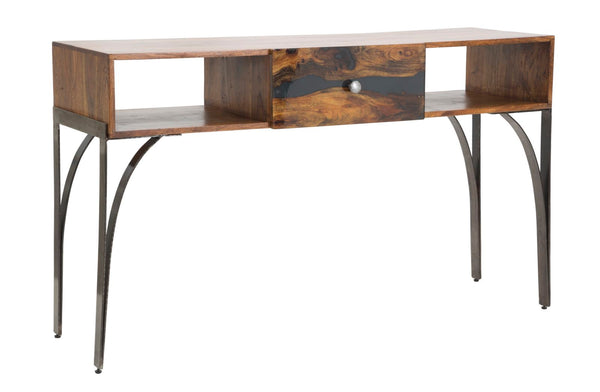 sconto Console Mustang 130x40x80 cm en bois d'acacia et fer marron et gris