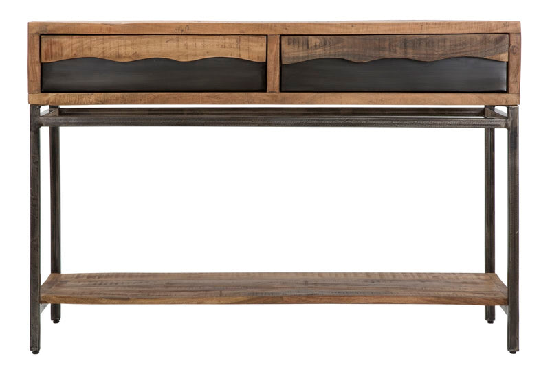 Console Yellowstone 118x40x80 cm in Legno di Acacia e Ferro Marrone e Nero-2