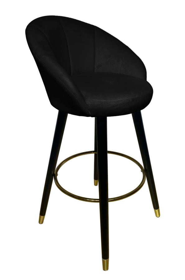 Sgabello Bar Prague Nero 55x56x104 cm Legno e Spugna Nero e Oro-1