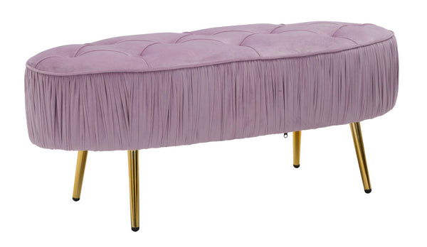 Banc Ovally Rose 102x40,5x42 cm en Bois et Velours Rose et Doré sconto