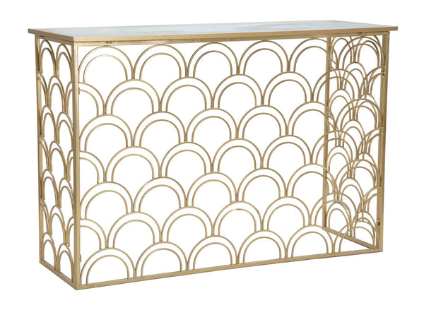 sconto Console Arc 120x40x80,5 cm en Fer MDF et Or et Verre Multicolore