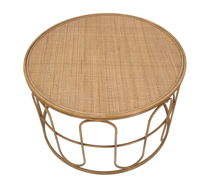 Tavolino Basso Ø80x50 cm in Metallo Piano in Rattan-2