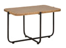 Tavolino Basso 75x55x46,5 cm in Metallo con Piano in Rattan-1