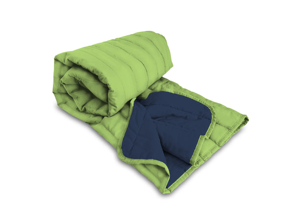 Plaid Matelassé en Microfibre Double Face 130x155Cm Vert Pomme/Bleu Foncé prezzo