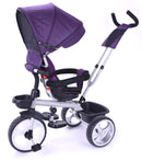 Triciclo Passeggino con Seggiolino Reversibile per Bambini Viola-2