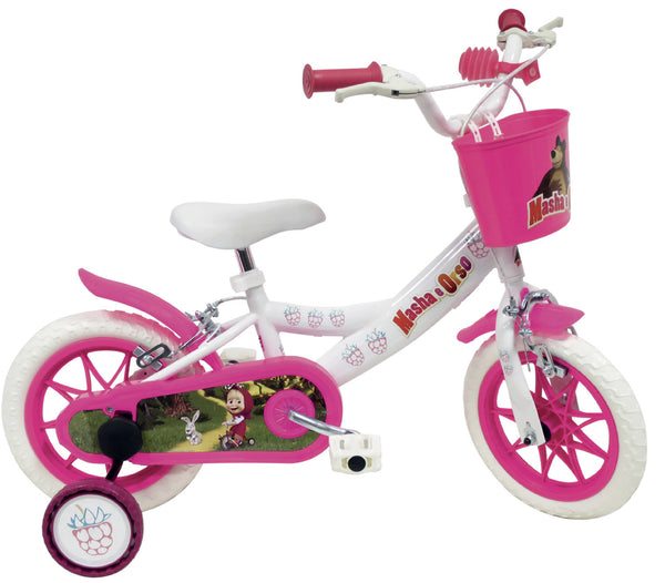 sconto Vélo pour Fille 12" 2 Freins Pneus EVA Masha et Ours Blanc