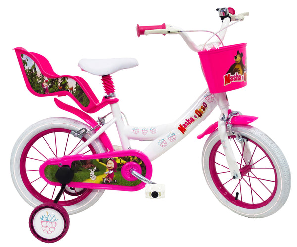 prezzo Vélo pour Fille 14" 2 Freins Masha et Ours Blanc