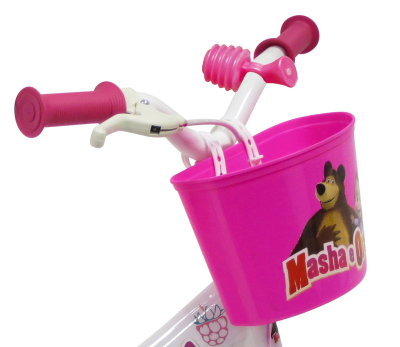 Bicicletta per Bambina 10" 1 Freno Gomme in EVA Masha e Orso Bianca-4