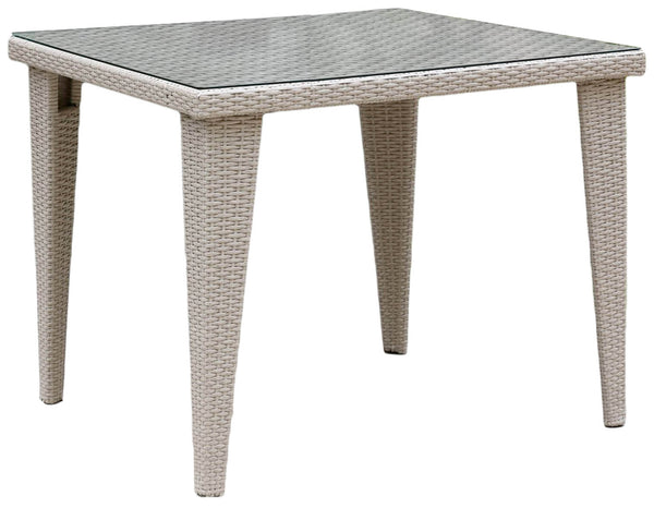 sconto Table basse de jardin 90x90x75 cm en polyrotin Bauer Mafalda Beige