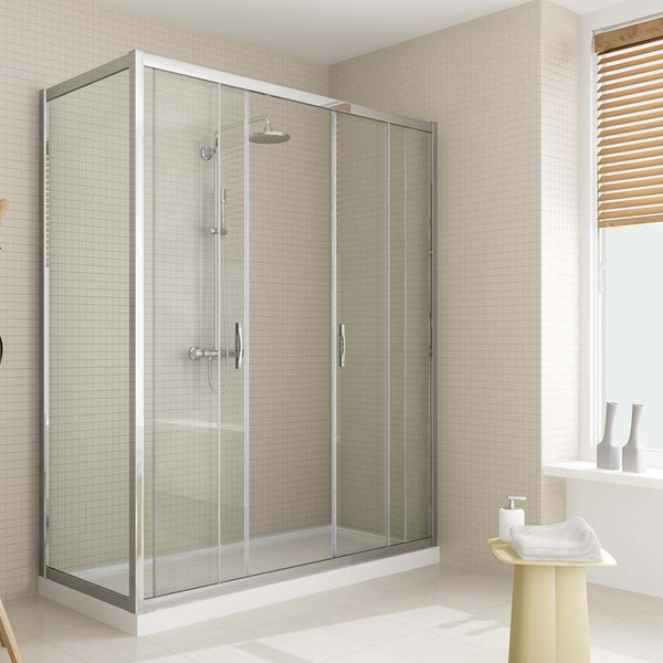 Cabine de Douche Rectangulaire 2 Portes Coulissantes en Cristal Transparent 6mm H198 Fosterberg Viborg Duo Différentes Tailles acquista