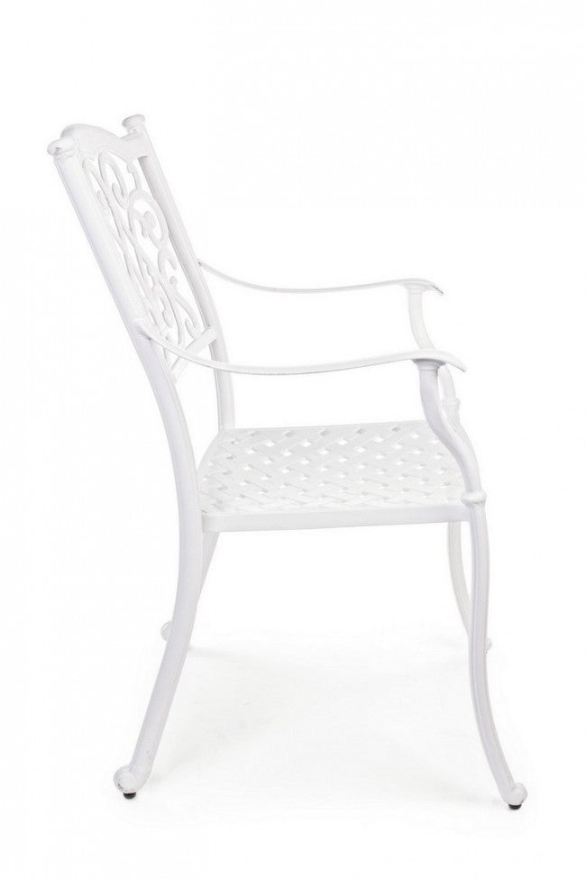 Set 4 Sedie da Giardino 65x60x92h cm con Braccioli Ivrea Bianco-6