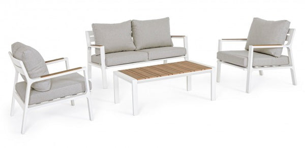 acquista Salon de Jardin Canapé 2 Fauteuils et Table Basse Ernst Blanc