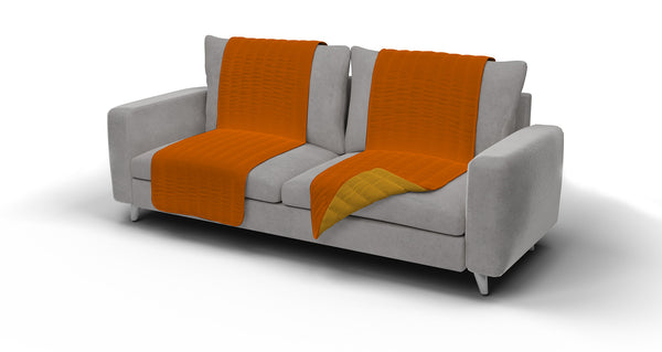 Housse de siège de canapé matelassée en microfibre double face orange/jaune sconto