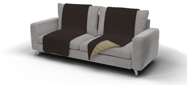 online Housse de siège de canapé matelassée en microfibre double face marron/crème