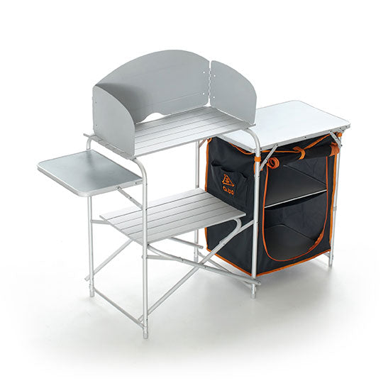 online Support de réchaud de camping pliant 2 étagères en aluminium et polyester avec pare-vent Taddei 143