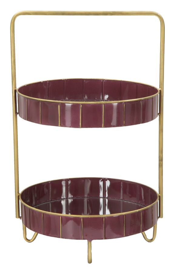 Svuota Tasche Double Glam 36,5x34,5x56,5 cm in Ferro e Specchio Bordeaux e Oro-3