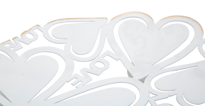 Svuota Tasche Bianco Heart Ø29x4 cm in Ferro Bianco e Oro-2