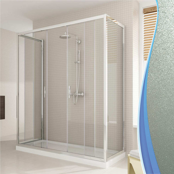 prezzo Cabine de Douche Rectangulaire 3 Côtés 2 Portes Coulissantes Cristal H198 Fosterberg Viborg Trio