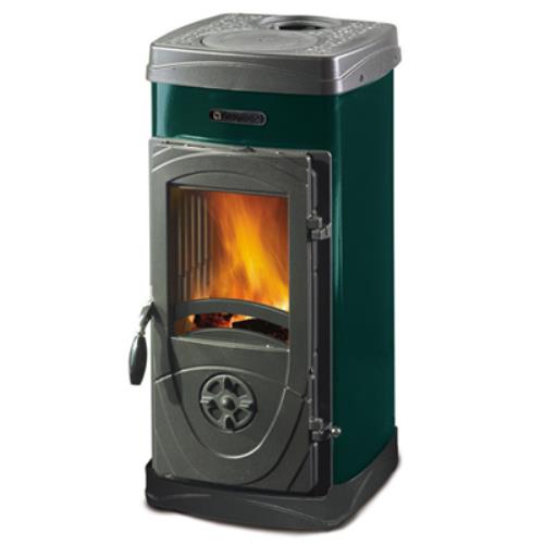 Stufa a Legna in Acciaio e Ghisa Fuoco Continuo Super Junior Verde 5000W La Nordica-Extraflame-1