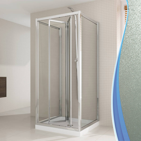 prezzo Cabine de Douche 3 Côtés 1 Porte Pliante En Cristal Transparent 6mm H198 Fosterberg Fyn Trio Différentes Tailles