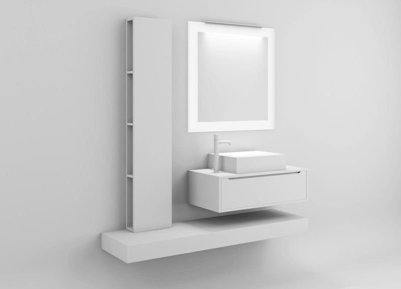 Mobile Bagno Sospeso 60 cm in Legno TFT Belsk Bianco Opaco Seconda Scelta-9