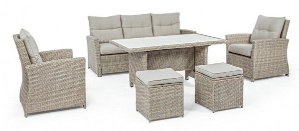 prezzo Salon de Jardin Canapé 2 Fauteuils 2 Tabourets et Table Ariel Naturel