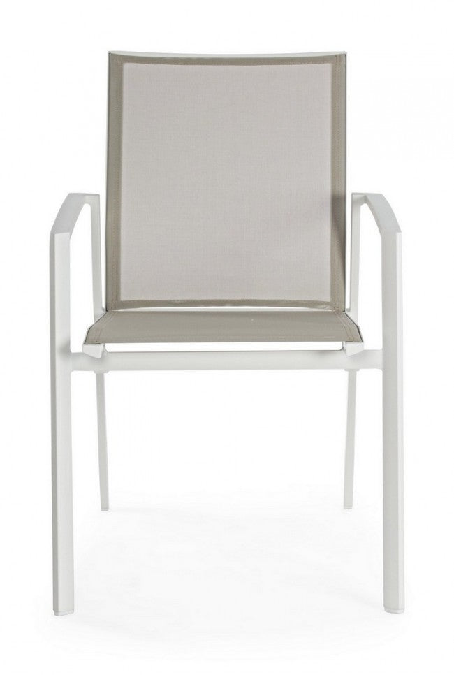 Set 4 Sedie da Giardino 57x57x87,5h cm con Braccioli Cruise Bianco-4