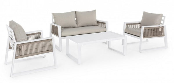 online Salon de Jardin Canapé 2 Fauteuils et Table Basse Captiva Blanc